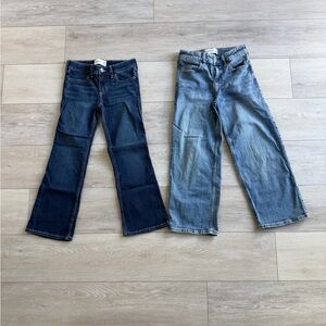 abercrombie kids low rise boot jeans & high rise wide leg girls size 9/10 short